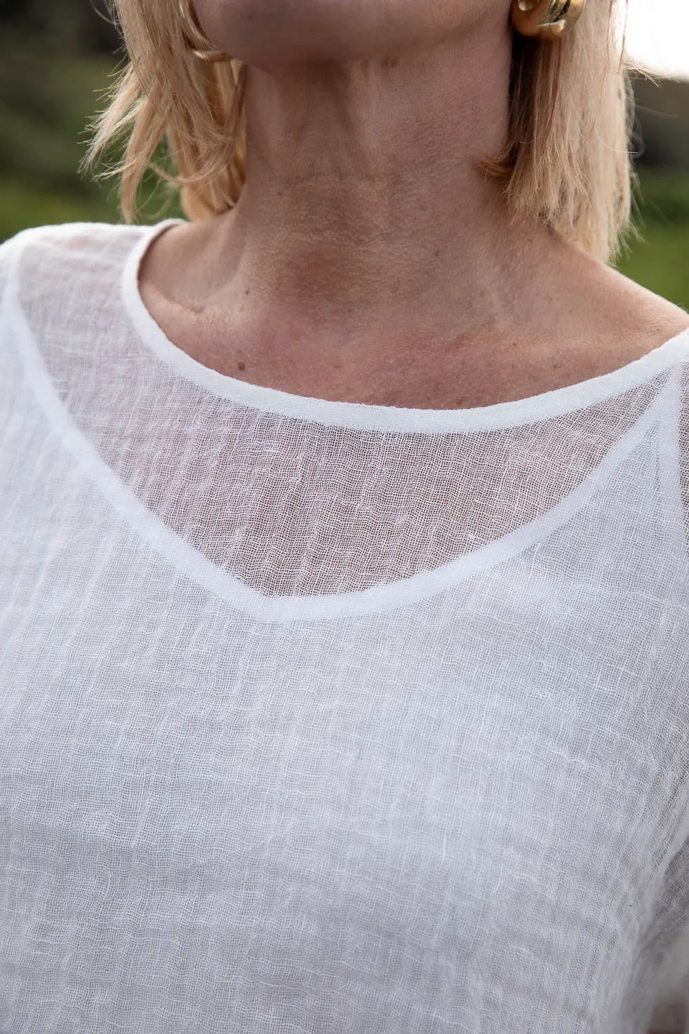 Olivia Linen Top - Off White