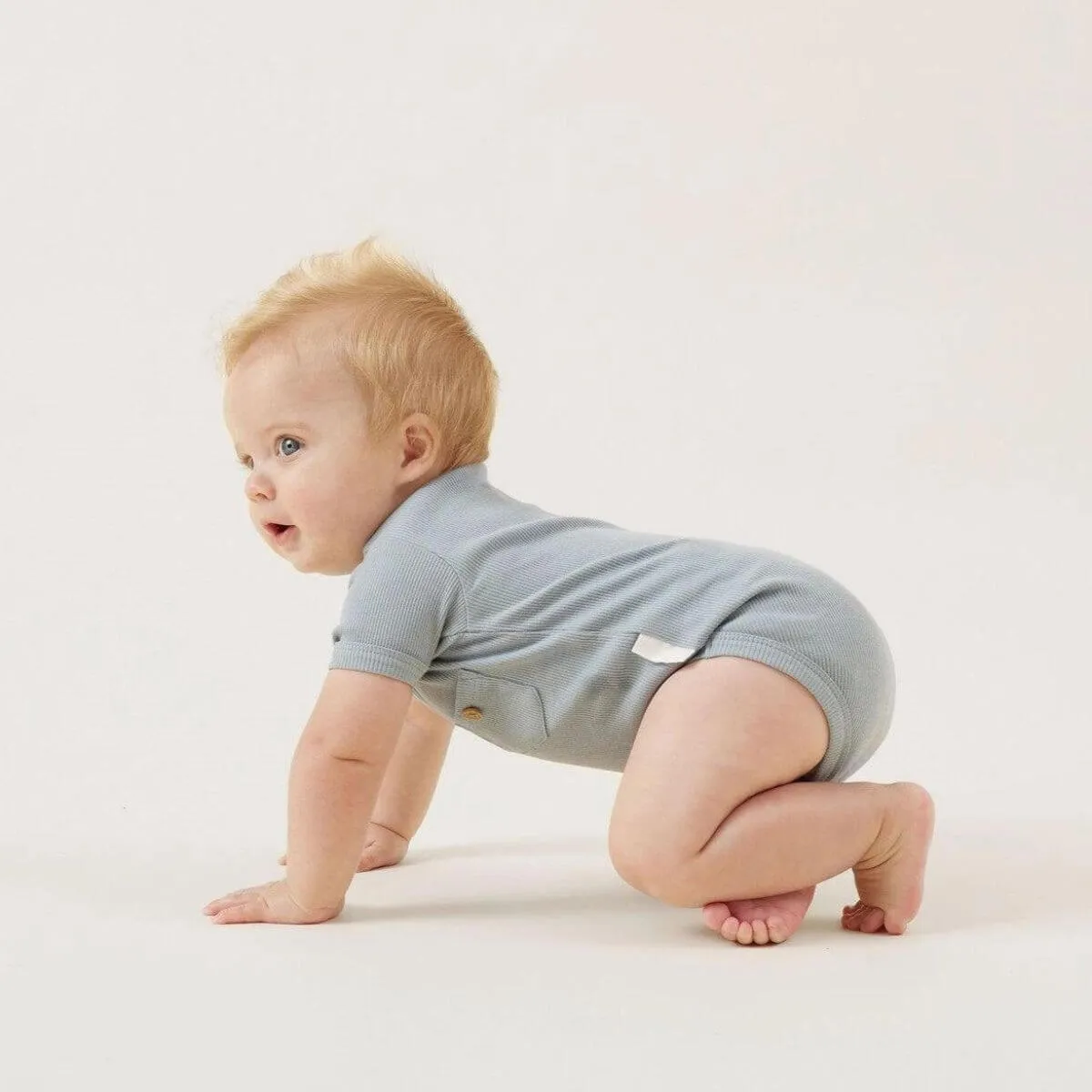 Organic Baby Henley Bodysuit - Blue