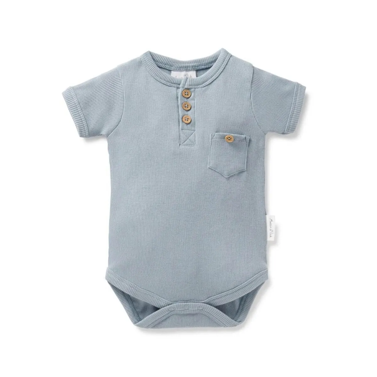 Organic Baby Henley Bodysuit - Blue