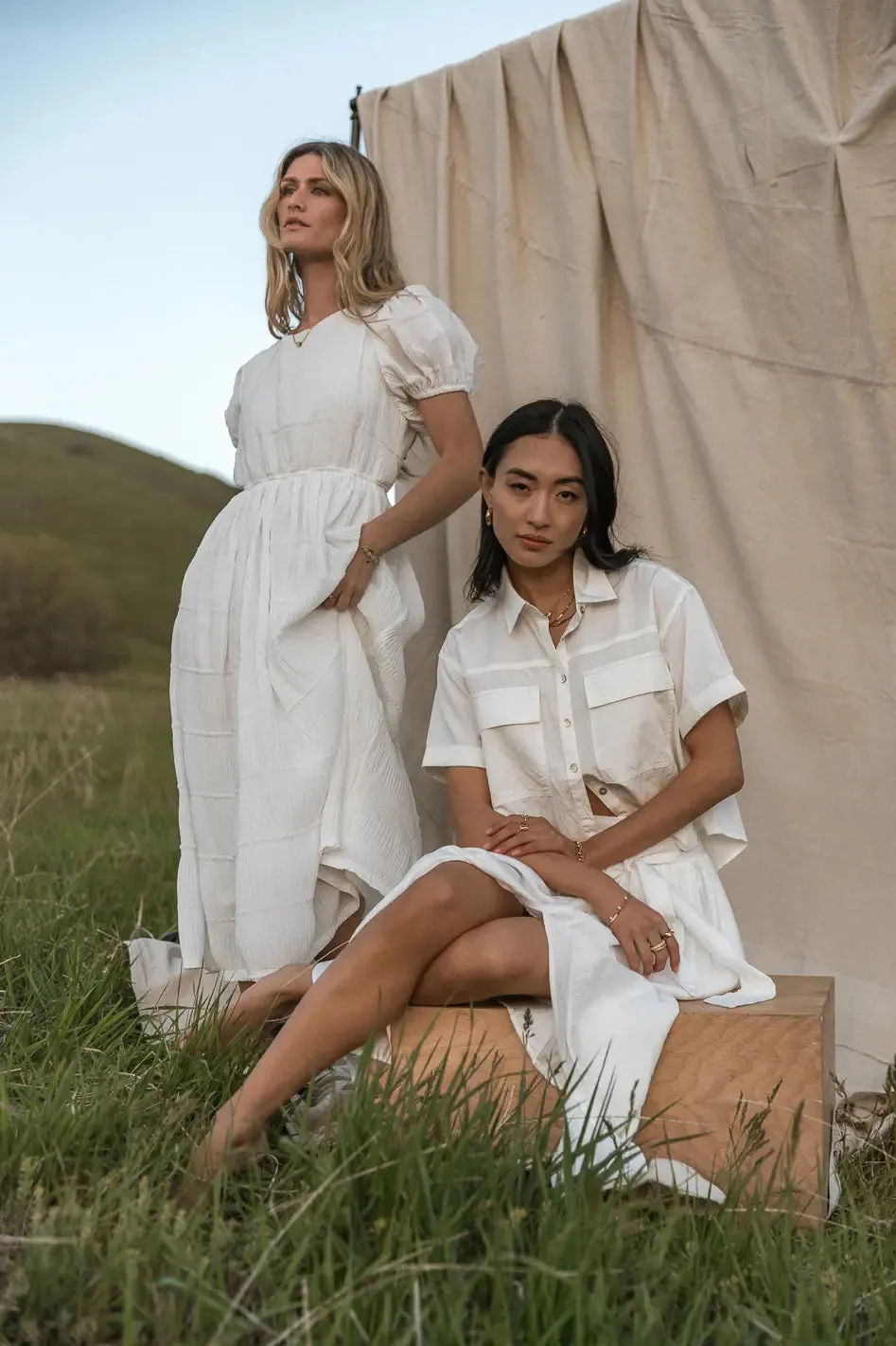 Palmer Cropped Button Up in White - FINAL SALE