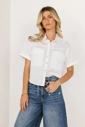 Palmer Cropped Button Up in White - FINAL SALE