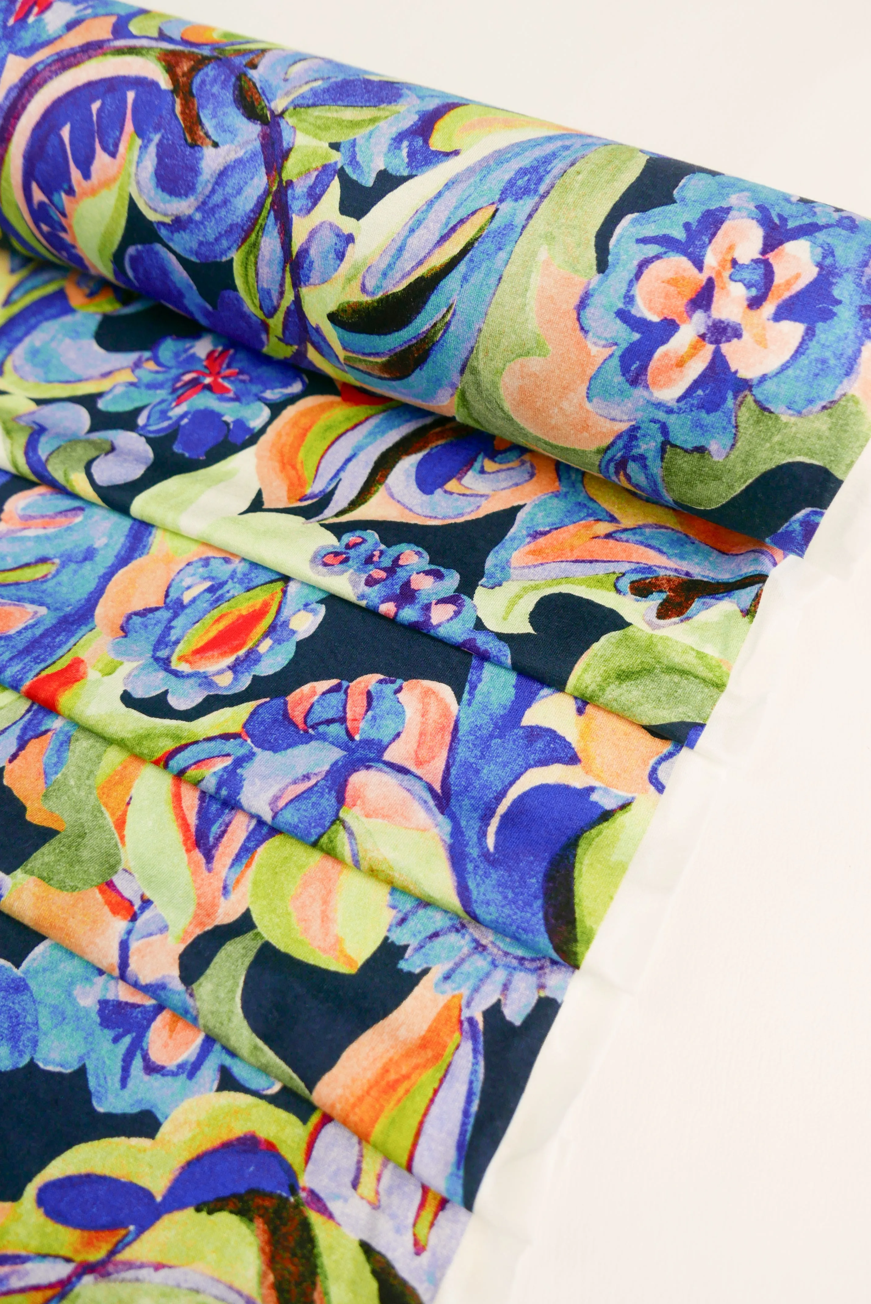 Portofino - Printed Viscose Knit | Peacock