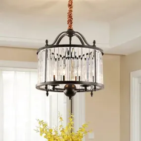 Rustic Crystal Prism Chandelier - Hanging Ceiling Light for Dining Room (3/5 Lights, Black)