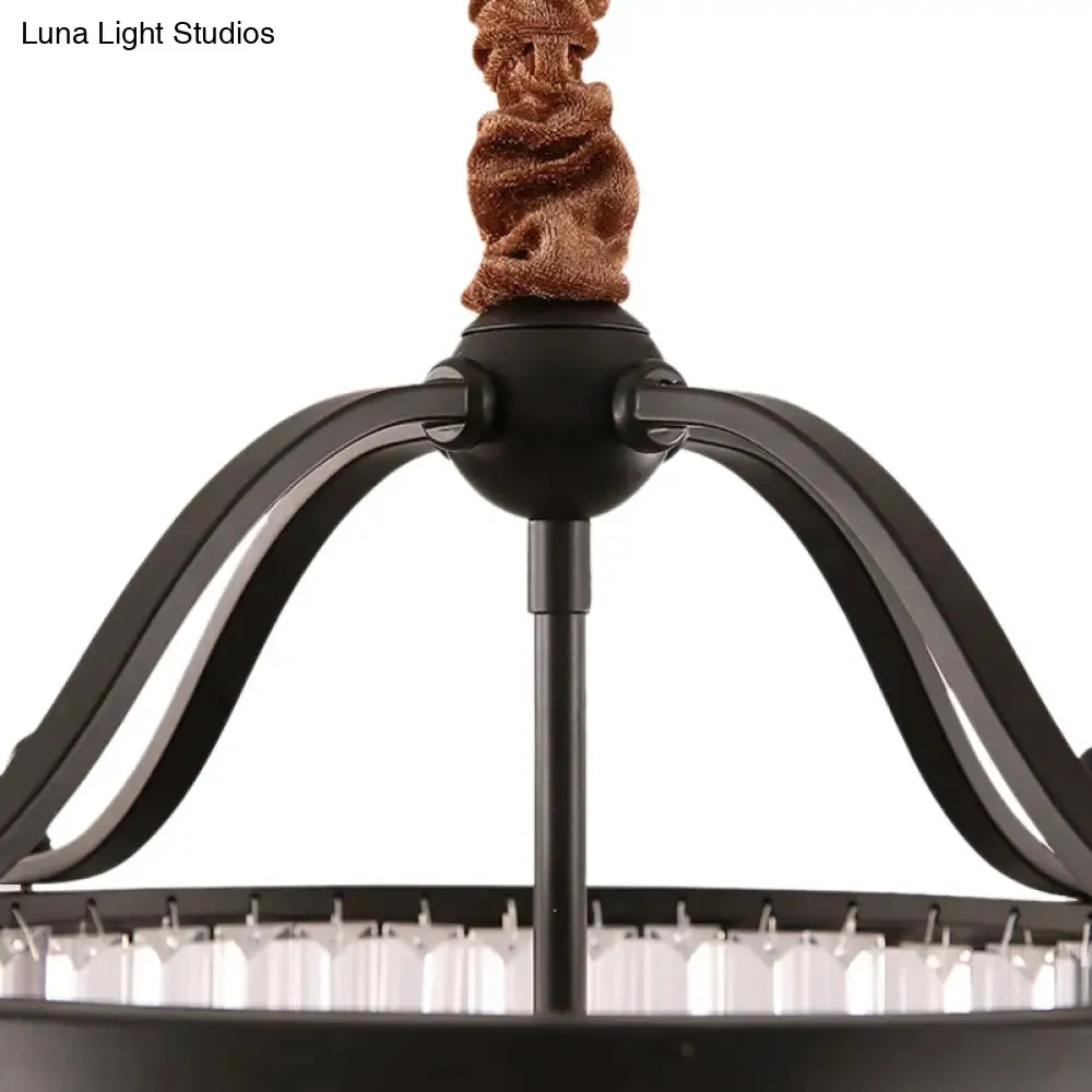 Rustic Crystal Prism Chandelier - Hanging Ceiling Light for Dining Room (3/5 Lights, Black)