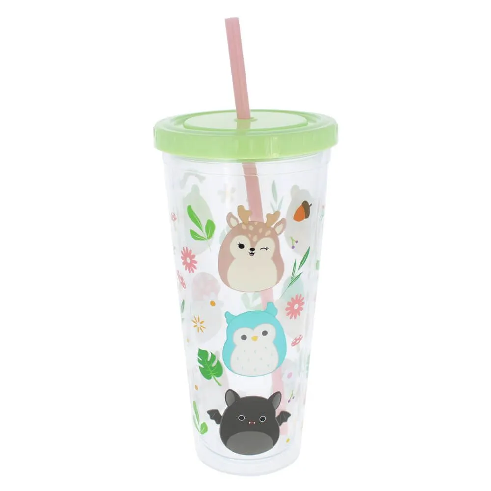 Squishmallow Clear Beaker & Straw - 600ml - Green Lid
