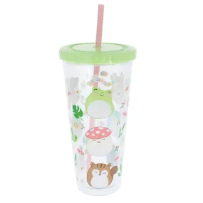 Squishmallow Clear Beaker & Straw - 600ml - Green Lid