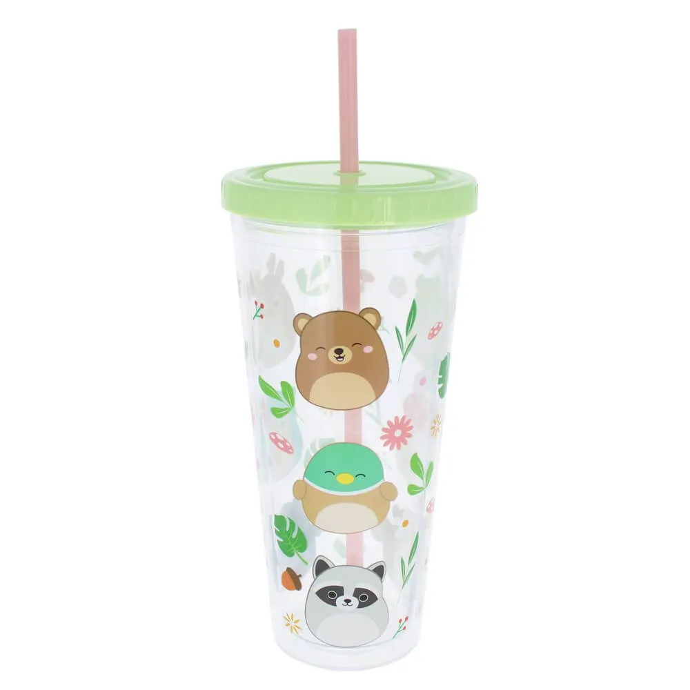 Squishmallow Clear Beaker & Straw - 600ml - Green Lid