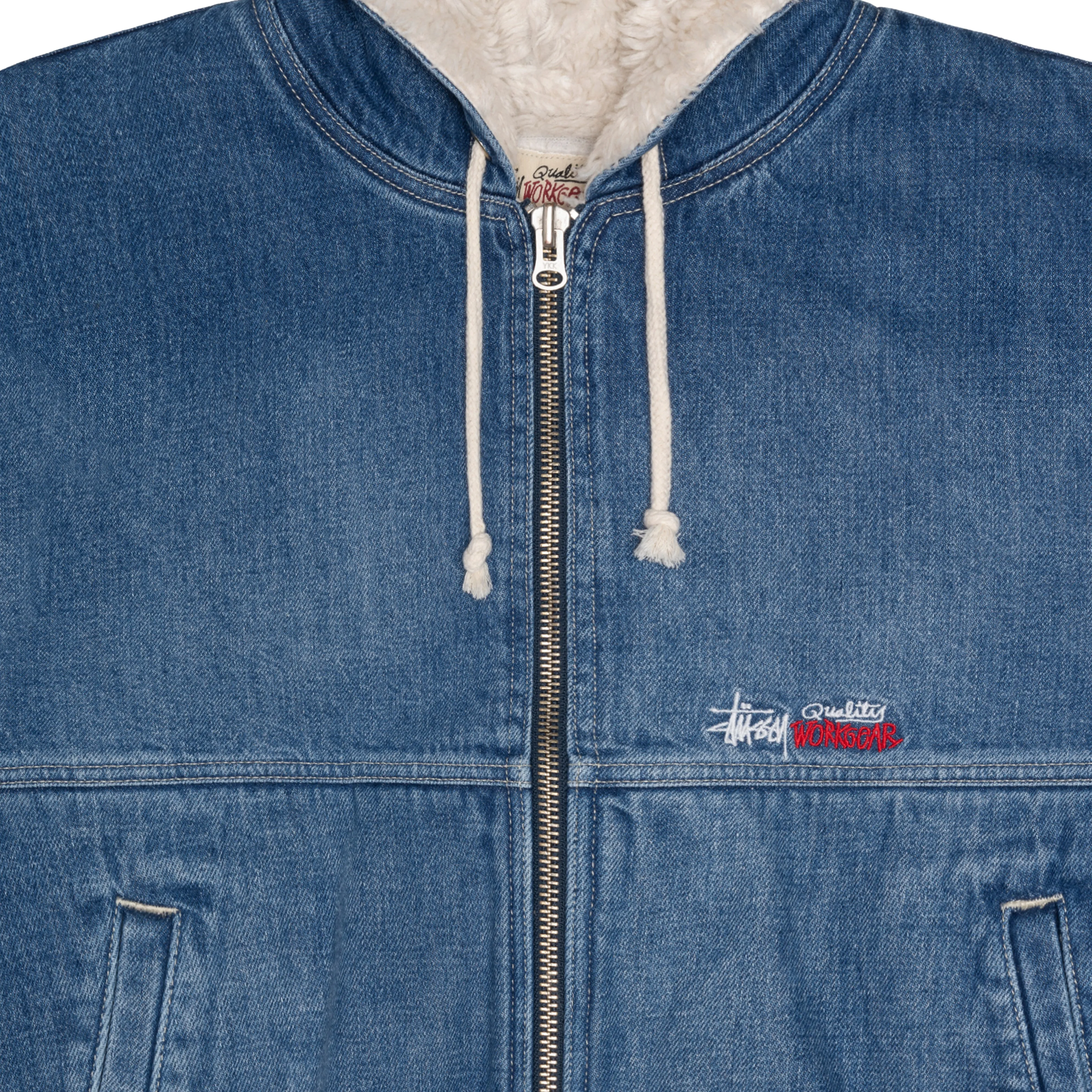 Stüssy - Men's Denim Sherpa Work Jacket - (Washed Blue)