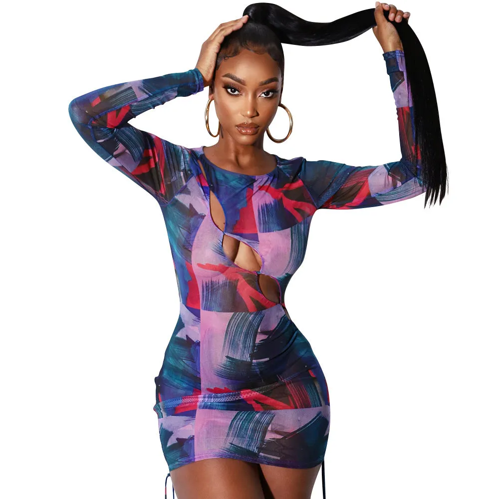 Thara Tie Dye Mesh Mini Dress