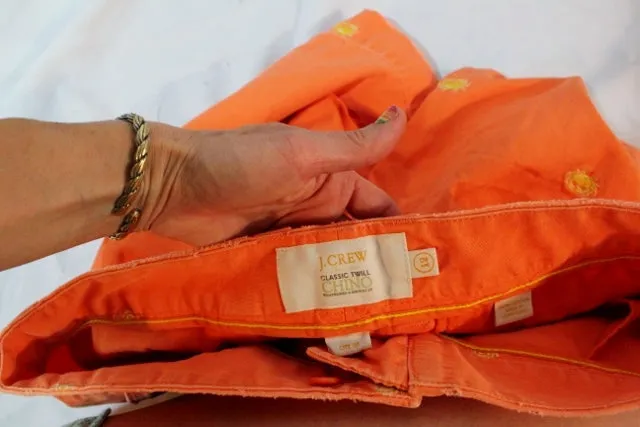 Womens J. CREW Shorts Short Pants 12 Embroidered CRAB ORANGE Nautical