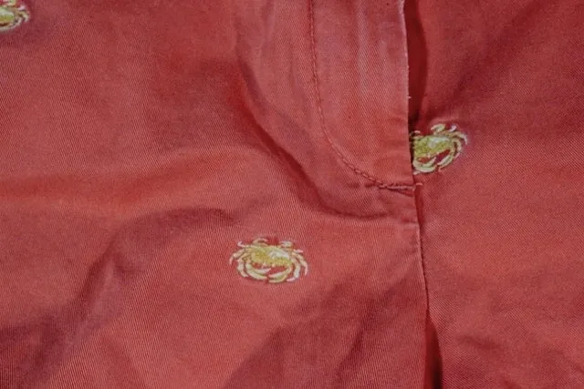 Womens J. CREW Shorts Short Pants 12 Embroidered CRAB ORANGE Nautical