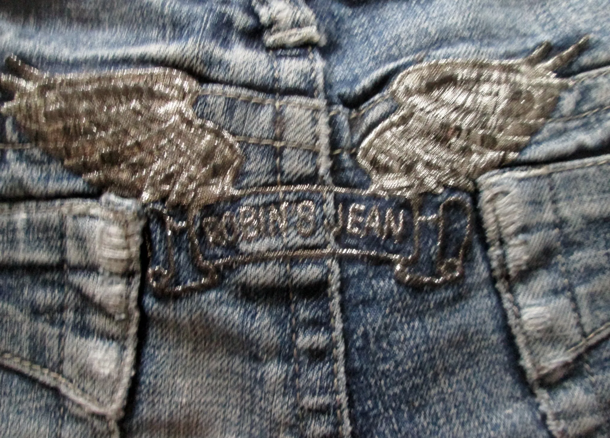 Womens Ladies ROBIN'S JEAN CHRETIEN JEANS ANGEL WINGS PANTS 26 BLUE Denim