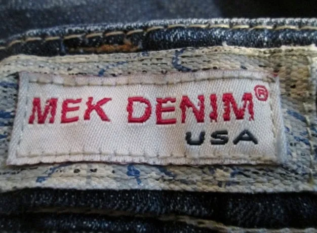 Womens MEK DENIM OAXACA JEANS Denim PANTS Dungarees BLUE 27 X 32 Embroidered