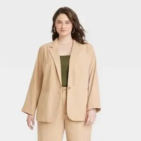 Women's Oversized Fall Blazer A New Day Lightweight Single-Breasted Notched Collar
